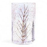 Verre à motif floral naturel - Grand vase porte-bougie - Pino - (19x11cm)