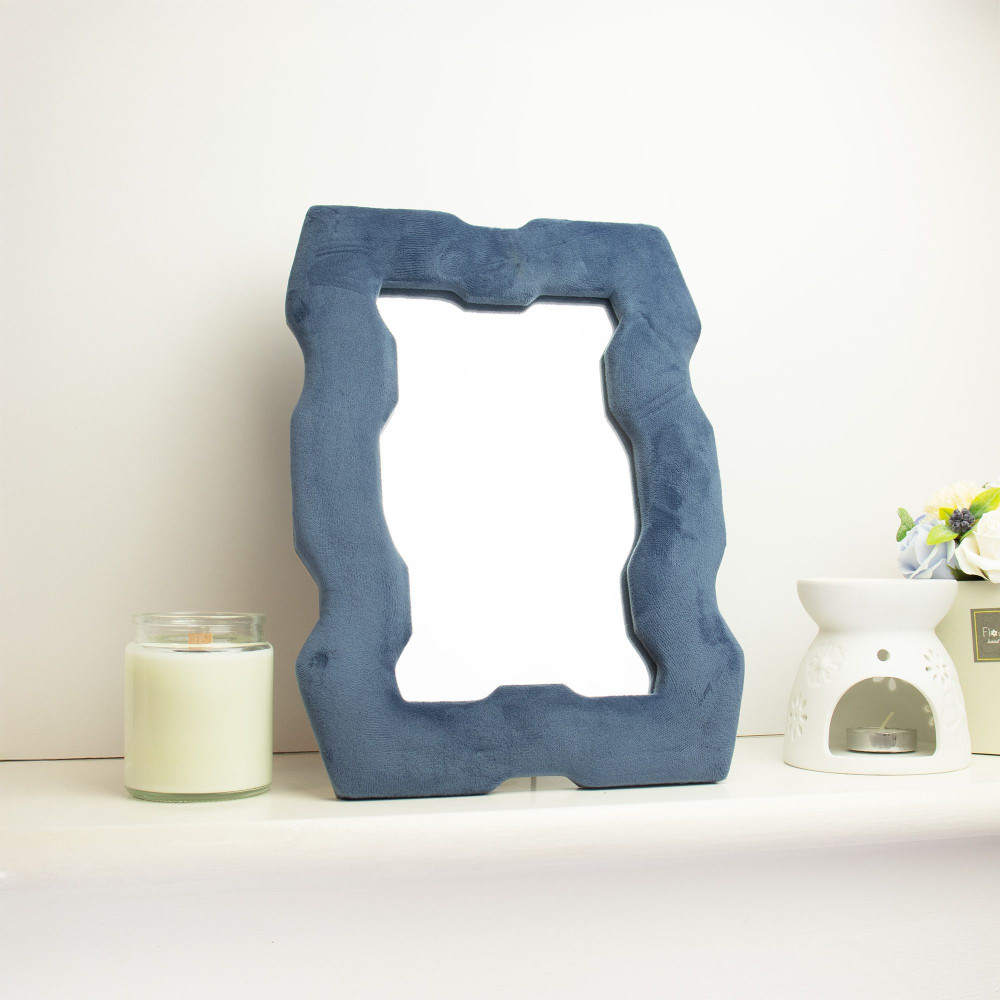 Miroir souple ondulé - Cadre épais - Bleu royal (30,5 x 22,5 x 2,3 cm)
