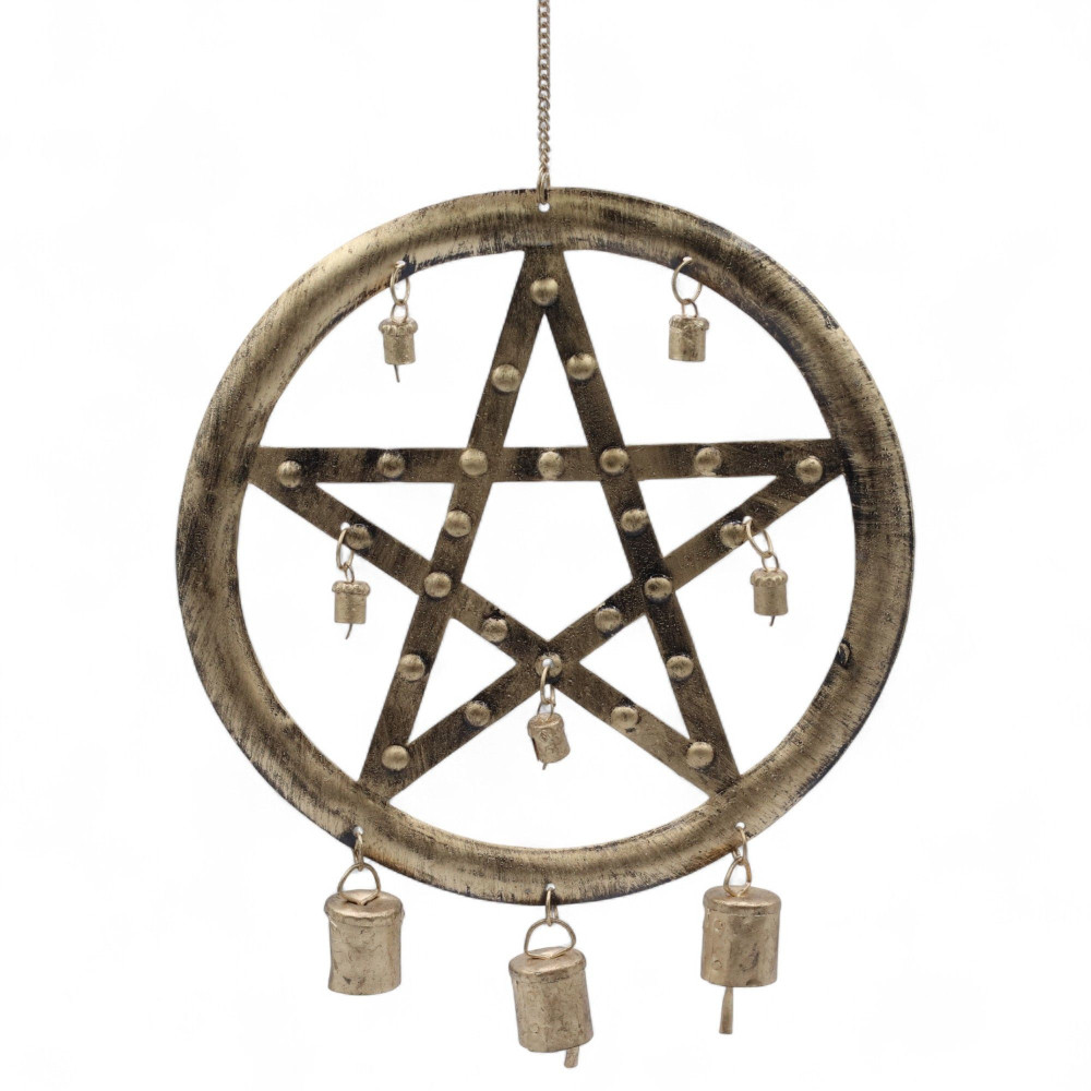 Carillon indien - Pentagone avec cloches de vache - 25 x 49 cm