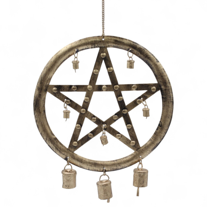 Carillon indien - Pentagone avec cloches de vache - 25 x 49 cm