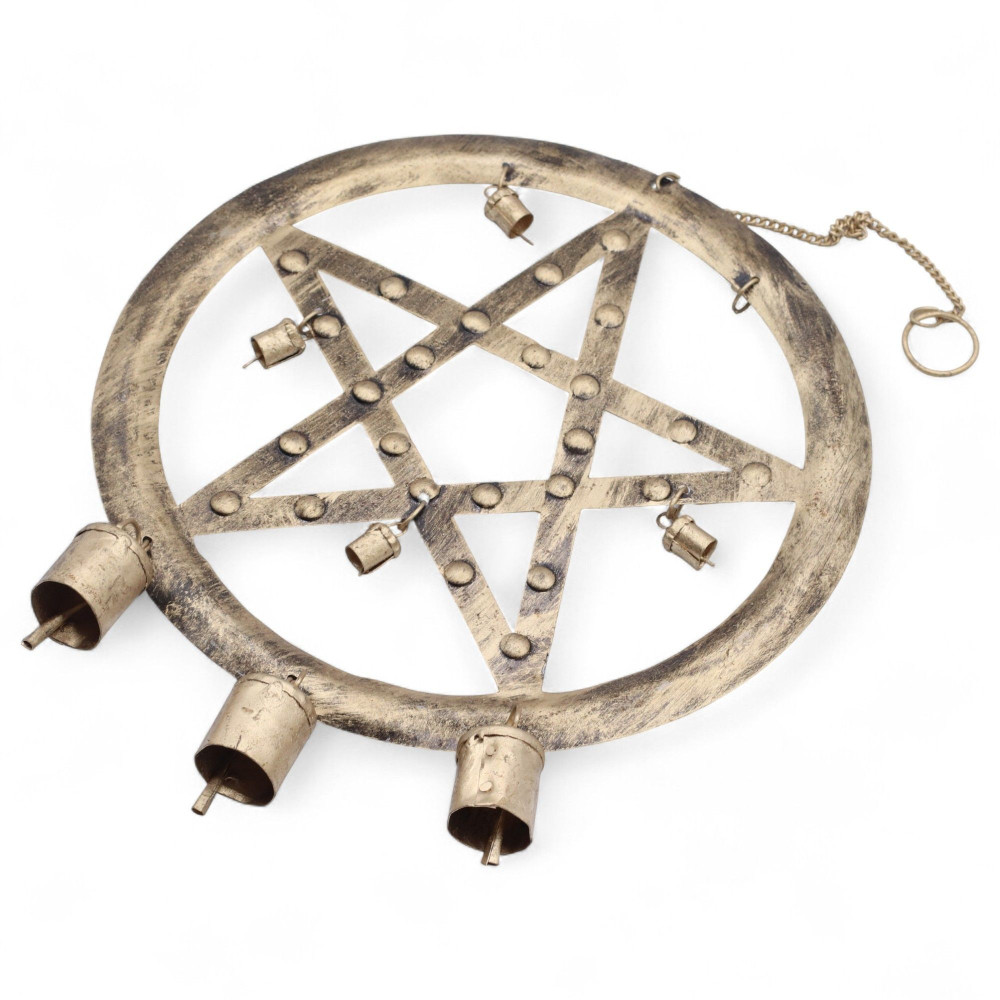 Carillon indien - Pentagone avec cloches de vache - 25 x 49 cm