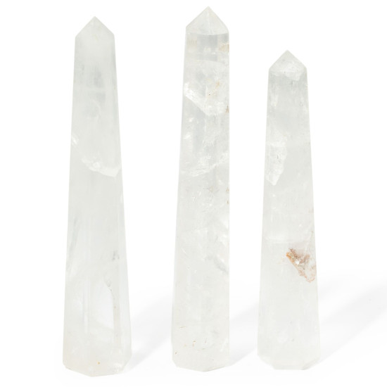 Obélisque à six faces en pierre précieuse, environ 17 cm - Cristal de roche