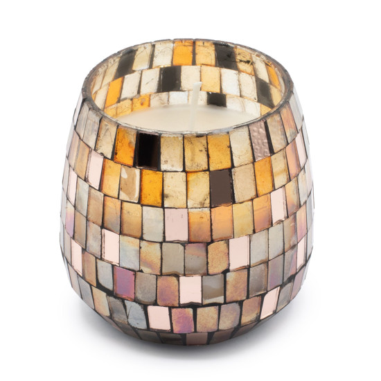 Bougies en pot de verre moyen - Mosaïque Ambre