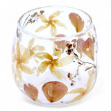 Verre à motif floral naturel - Bougeoir droit - Rosa - (8x8cm)
