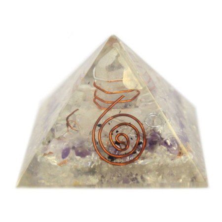 Pyramide d'orgonite moyenne 55 mm Gemchips et cuivre