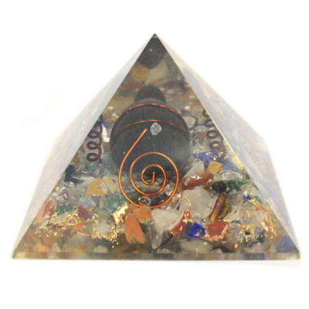 Pyramide d'orgonite moyenne 60 mm Gemchips, cuivre, tortue