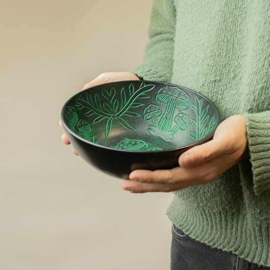 Bol chantant en aluminium - Champignon magique - Vert (20 cm)