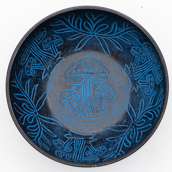 Bol chantant en aluminium - Champignon magique - Bleu (20 cm)