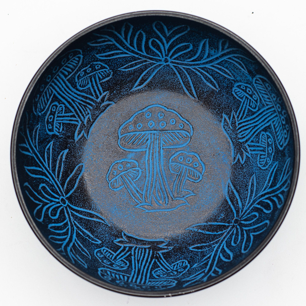 Bol chantant en aluminium - Champignon magique - Bleu (20 cm)
