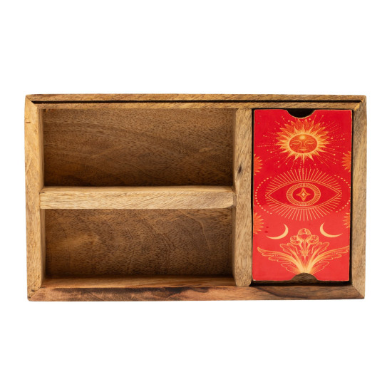 Boîte à tarot à trois compartiments avec porte-cartes