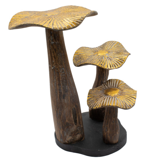 Grand champignon doré décoratif - 32 cm - Naturel