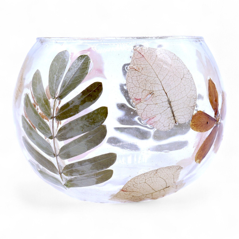 Verre à motif floral naturel - Bougeoir bol - Primavera - (8x10cm)