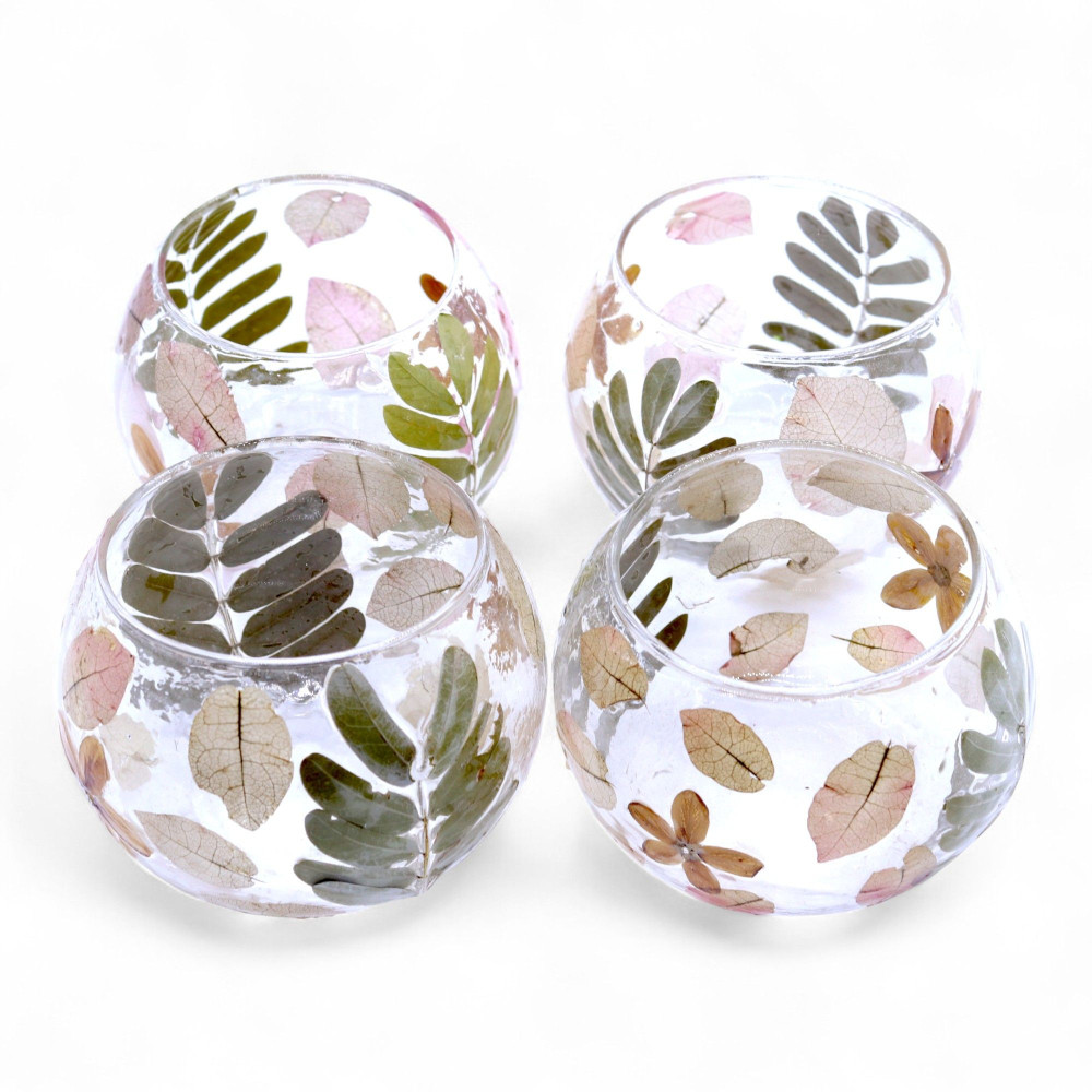 Verre à motif floral naturel - Bougeoir bol - Primavera - (8x10cm)