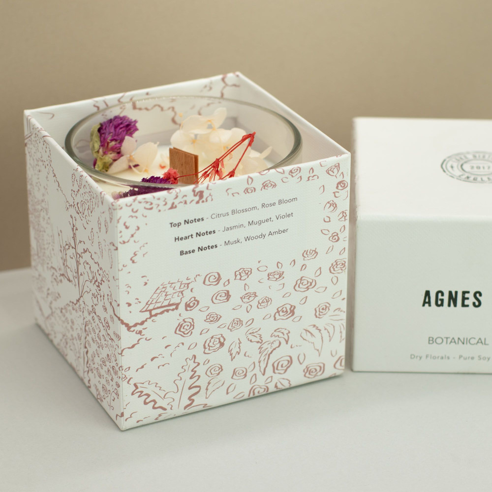 Bougie Botanique à la Cire de Soja Agnes + Cat - Roses de Sawrey