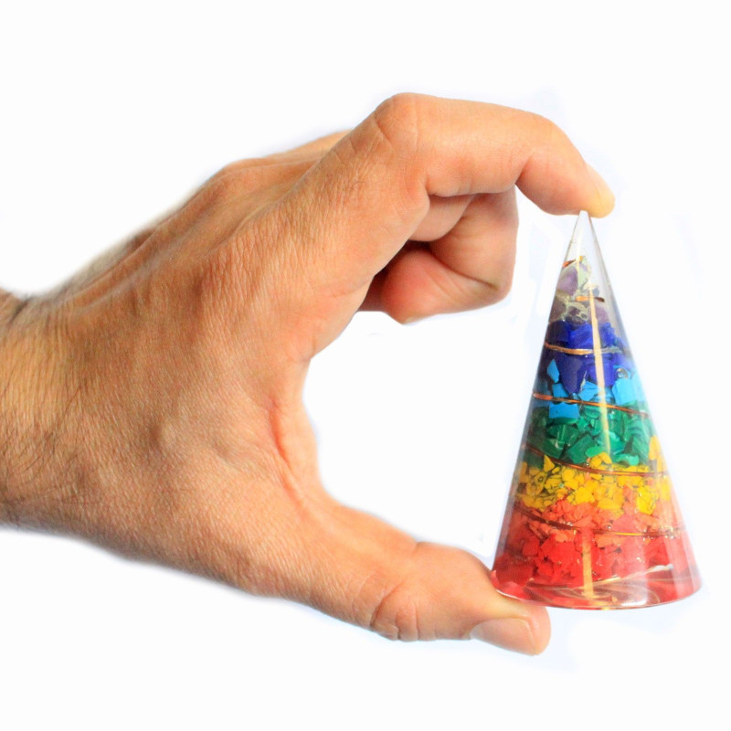 Cône d'orgonite - 80 mm - Multichip