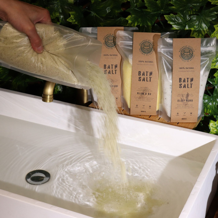 Sels de bain d'Epsom mentholés et aromathérapeutiques Greenman Rituals - Récupération