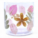 Verre à motif floral naturel - Bougeoir droit - Primavera - (8x8cm)