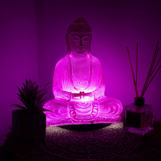 Lampe de méditation Bouddha Cherry Crackle - Pied ovale