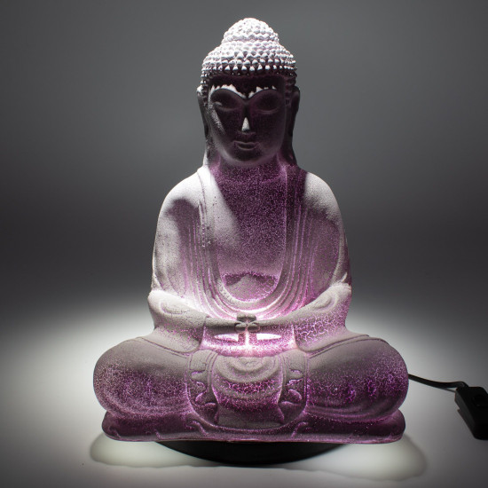 Lampe de méditation Bouddha Lavande Craquelée - Pied ovale