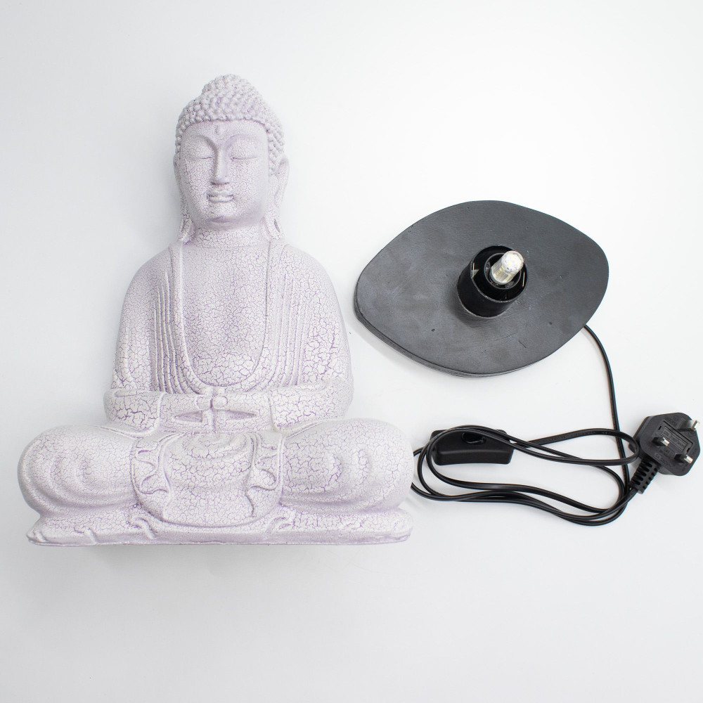 Lampe de méditation Bouddha Lavande Craquelée - Pied ovale