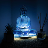 Lampe de méditation Bouddha bleu ciel - Pied ovale