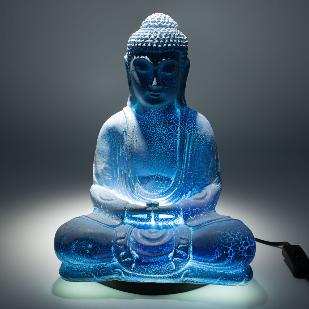 Lampe de méditation Bouddha bleu ciel - Pied ovale