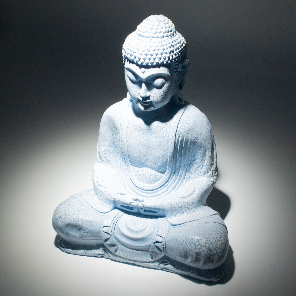 Lampe de méditation Bouddha bleu ciel - Pied ovale