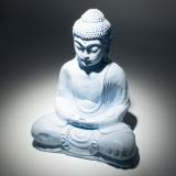 Lampe de méditation Bouddha bleu ciel - Pied ovale
