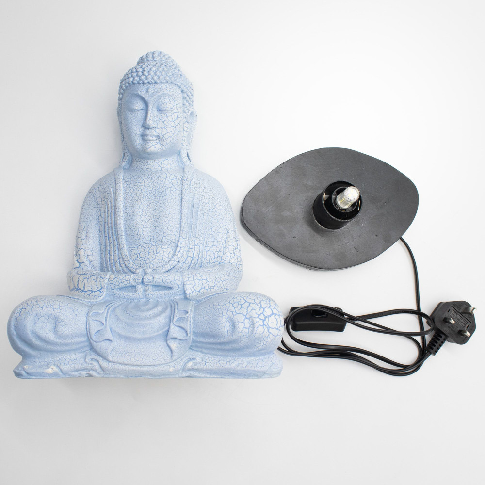 Lampe de méditation Bouddha bleu ciel - Pied ovale