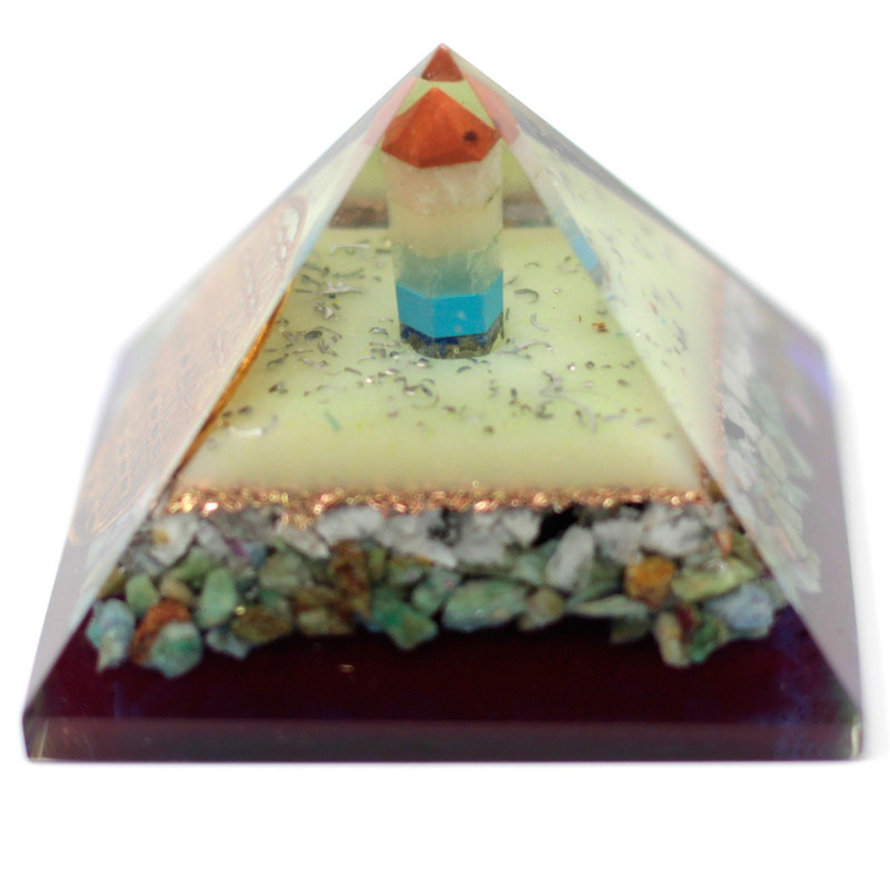 Grande pyramide d'organite 70 mm - Symbole de la fleur de vie