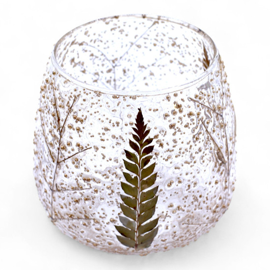 Verre à motif floral naturel - Bougeoir droit - Pino - (10x9cm)