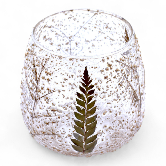 Verre à motif floral naturel - Bougeoir droit - Pino - (10x9cm)