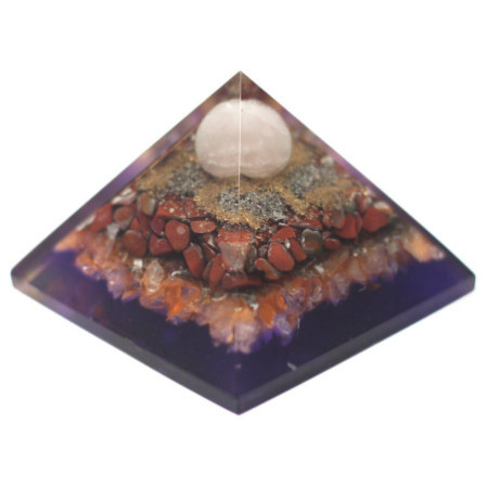 Grande pyramide d'organite 70 mm - Paon (base terre)