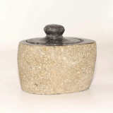 Pot de mise à la terre en pierre de rivière naturelle - Petit (env. 9x7cm)