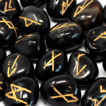 Runes indiennes en pochette - Onyx noir