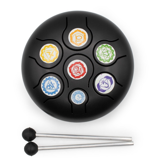 Tambour Hapi Chakra Noir Bas Moyen - 14 x 7 cm