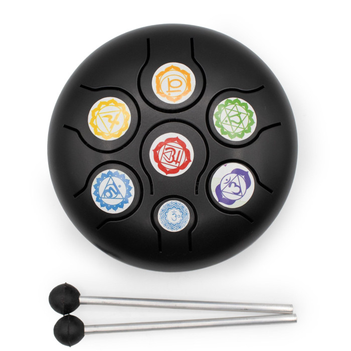 Tambour Hapi Chakra Noir Bas Moyen - 14 x 7 cm