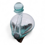 Carafe canard en verre fondu sur bois avec bouchon 19 cm