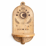 Étagère murale en forme d'arche sculptée avec phases de lune et arbre