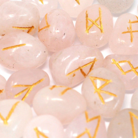 Runes indiennes en pochette - Quartz rose