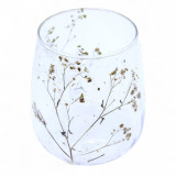 Verre à motif floral naturel - Vase porte-bougie - Margarita - (12x11cm)