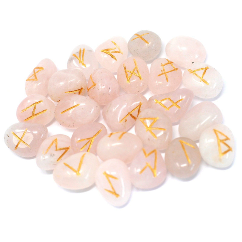 Runes indiennes en pochette - Quartz rose