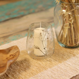 Verre à motif floral naturel - Vase porte-bougie - Margarita - (12x11cm)