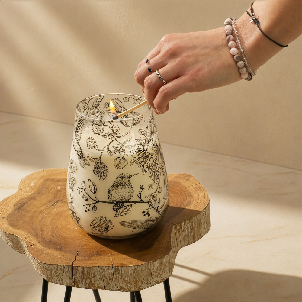 Bougies en pot de verre de grande taille - Tirées par la flamme