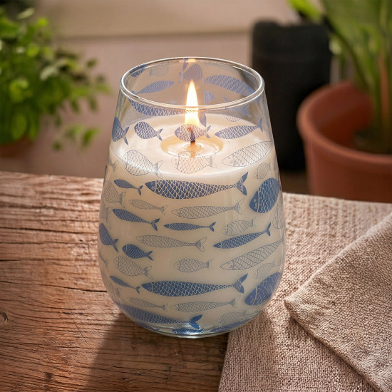 Bougies en pot de verre haut - Brise marine