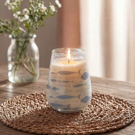 Bougies en pot de verre haut - Brise marine