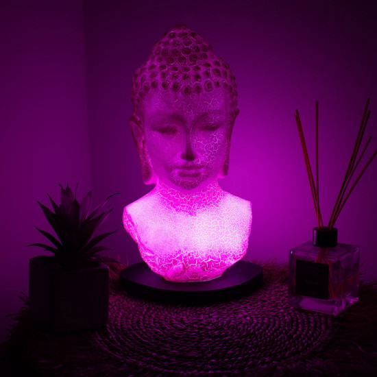Lampe buste de Bouddha Cherry Crackle - Pied ovale