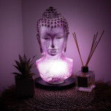 Lampe buste de Bouddha Lavande Craquelée - Pied ovale