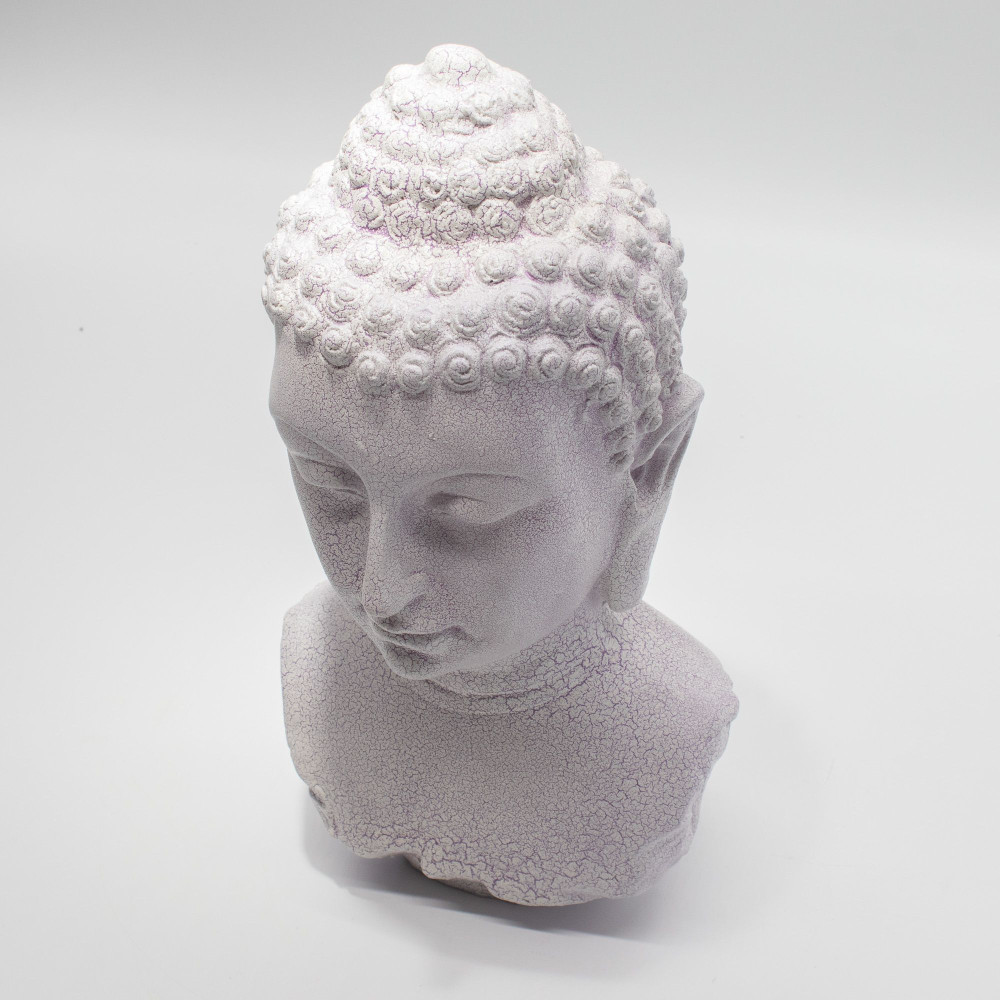 Lampe buste de Bouddha Lavande Craquelée - Pied ovale