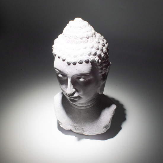 Lampe buste de Bouddha Lavande Craquelée - Pied ovale